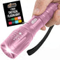 GORILLA GRIP Powerful LED 750 FT Water Resistant 5 Adjustable Mode Tactical Flashlight, High Lumens Ultra Bright Battery Life Zoom Flashlights, Small Camping Car Mini Flash Light Accessories, Pink - color: Pink
