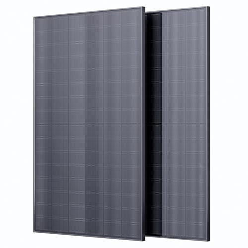 450W Bifacial Solar Panel 2-Pack (900W Total), N-Type 16BB Double Glass Monocrystalline, Anti-Shade Dual-Module Design, 25% High Efficiency Solar Cells for Home Rooftop, RV, Off-Grid System - size: 2-Pack 450W (Black Glass)