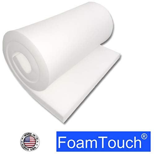 FoamTouch (3 Pack Upholstery Foam Cushion High Density 1" Height x 24" Width x 84" Length Made in USA, White - size: 1" x 24" x 84" (3Pack)