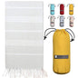BAY LAUREL Turkish Beach Towel with Travel Bag 39 x 71 Quick Dry Sand Free Lightweight Large Oversized Towels Light - color: Grey With Yellow Bag