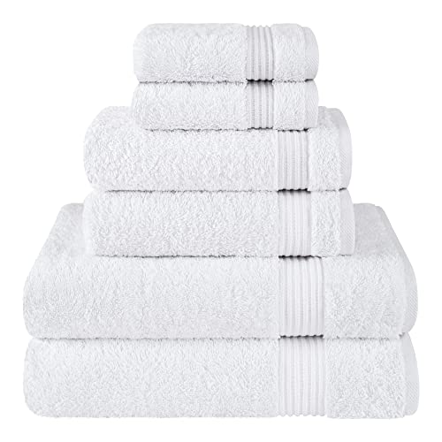 Cotton Paradise 100% Cotton Turkish Towel Set, Soft Absorbent Quick Dry, 6 Piece Towel Set, Snow White - color: Snow White