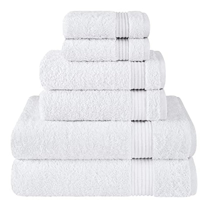 Cotton Paradise 100% Cotton Turkish Towel Set, Soft Absorbent Quick Dry, 6 Piece Towel Set, Snow White - color: Snow White