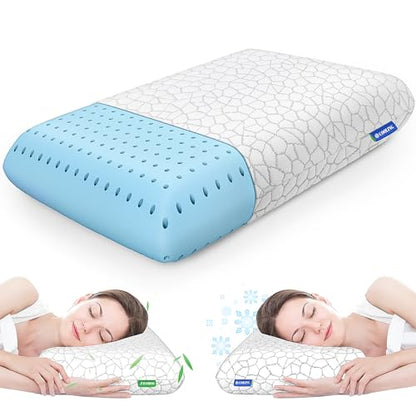 CushZone Memory Foam Pillows for Sleeping, Bed Pillow with Removable and Machine Washable Cover, Bed Pillow for Side, Neck Pillow, Back and Stomach Sleepers, Standard Size (1 Pack) - size: Standard Size