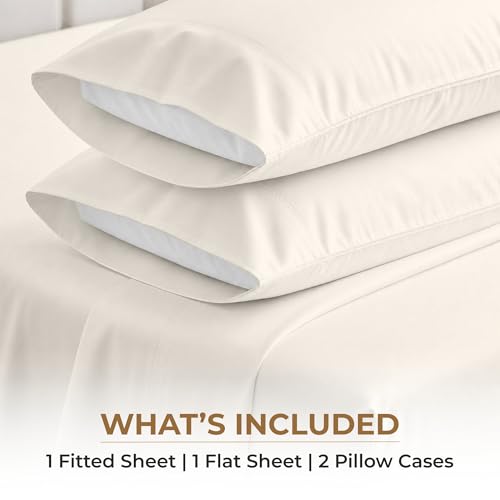 SGI bedding 100% Egyptian Cotton Sheets Full Size – 600 Thread Count Sheets Set, Soft, Cooling, 15" Deep Pocket, Luxury Hotel Bedding, Breathable, Durable - Butter - color: 05 - Ivory, size: Full