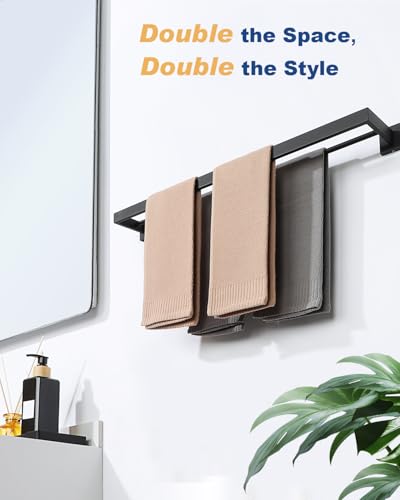 Alise Double Towel Bar, 32" SUS304 Stainless Steel Towel Racks for Bathroom, Long Bathroom Towel Rack Wall Mounted, Heavy Duty Towel Holder, Matte Black - color: Matte Black, size: Double 32 Inch