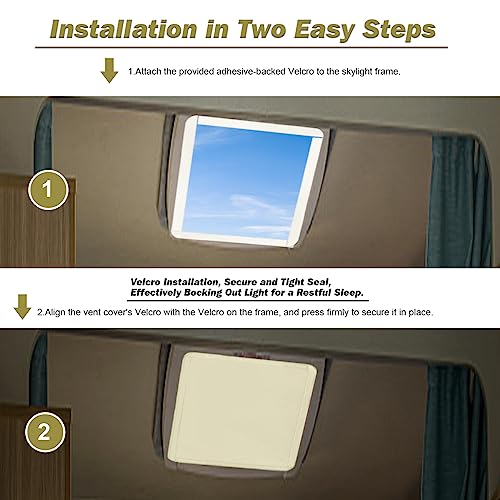 RV Roof Vent Skylight Insulator Window Cover, Sun Blackout Fabric for Camper (16 x 16 inch)- Beige - color: Beige