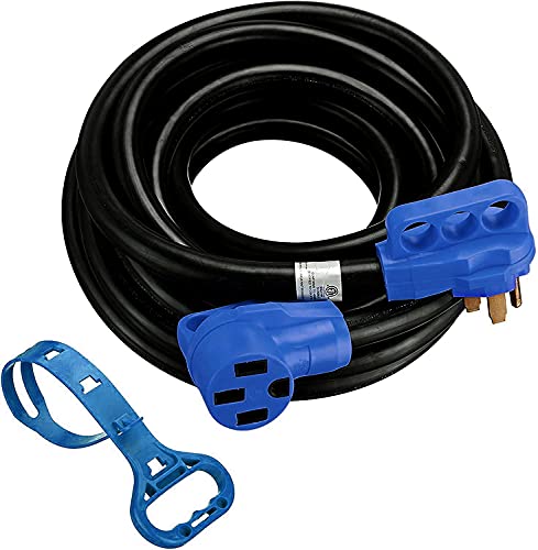 Miady 30ft 50Amp Heavy Duty RV/EV Extension Cord, Easy Unplug Design with Cord Organizer, 6/3+8/1 Gauge, ETL Listed