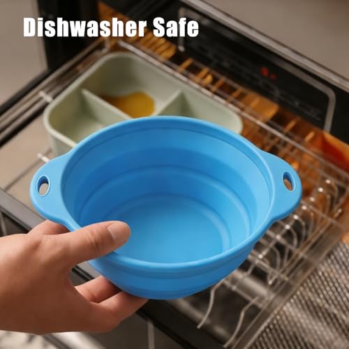 Collapsible Silicone Mixing Bowl - 1800ml(60 fl oz) - BPA Free, Dishwasher Safe, Non-Slip Base Salad Bowls for Kitchen, Camping & Travel (Blue) - color: Blue