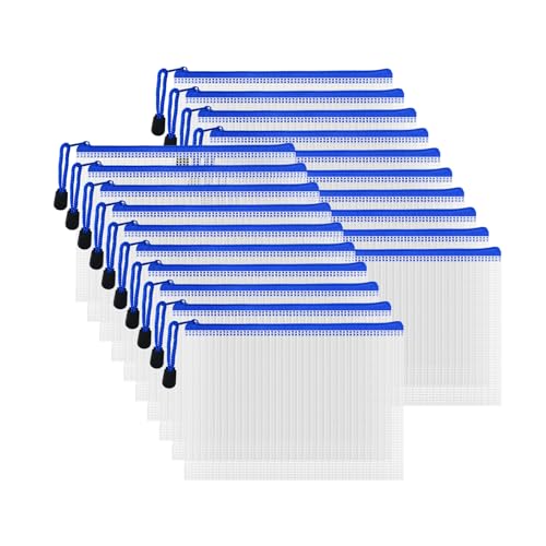 20pcs Mesh Zipper Pouch Bags, Multipurpose Waterproof Organization Storage Bag for Office School Home Travel (B6 Size 7.6''x5.3'', White and Blue) - color: White and Blue, size: B6 Size 7.6 x 5.3 inch