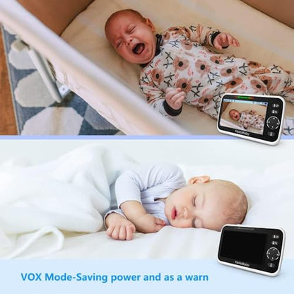 HelloBaby Upgrade 5’’ Baby Monitor with 30-Hour Battery, 2 Cameras Pan-Tilt-Zoom, 1000ft Range Video Audio Baby Monitor No WiFi, VOX, Night Vision, 2-Way Talk, 8 Lullabies and Temperature - size: 5 inch (Dual Cam)