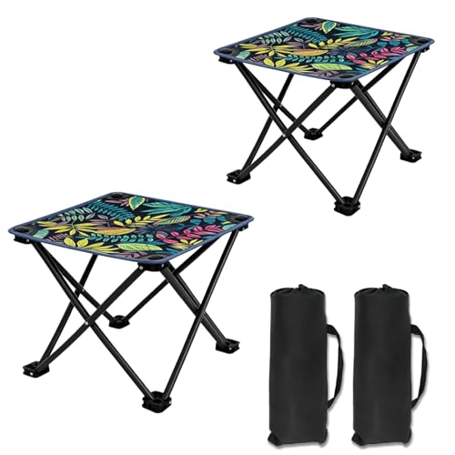 Portable Collapsible Stools Outdoor Folding Chairs Small Camping Stools for Hiking,Fishing,Gardening,Beach and Travel with Carry Bag (2 Pack,Pattern) - color: Small, size: 2PCS