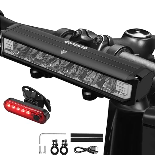 Suruid Super Bright LED Bike Light, USB Rechargeable Bicycle Headlight, Waterproof Bike Headlight, Waterproof Bike Headlight,Daytime Running Light,MTB Off-Road Cycling Commuting - style: 1800lumen+taillight