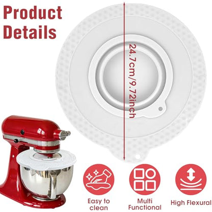 Silicone Mixer Bowl Cover Compatible with KitchenAid 6-7 Quart Tilt-Head Stand Mixer, Airtight Lid with Collapsible Small Bowl, Splash Guard, Dustproof, Reusable, Dishwasher Safe