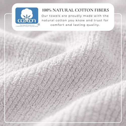 Great Bay Home Turkish Cotton 6 Piece Towel Set - Absorbent, Quick-Drying, Ribbed Bath Towels for Bathroom - Zero-Twist Fibers (Arctic Fog) - color: Arctic Fog