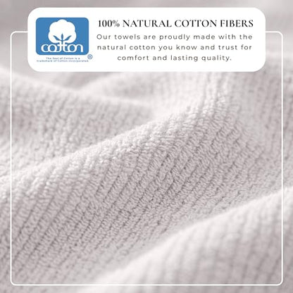 Great Bay Home Turkish Cotton 6 Piece Towel Set - Absorbent, Quick-Drying, Ribbed Bath Towels for Bathroom - Zero-Twist Fibers (Arctic Fog) - color: Arctic Fog