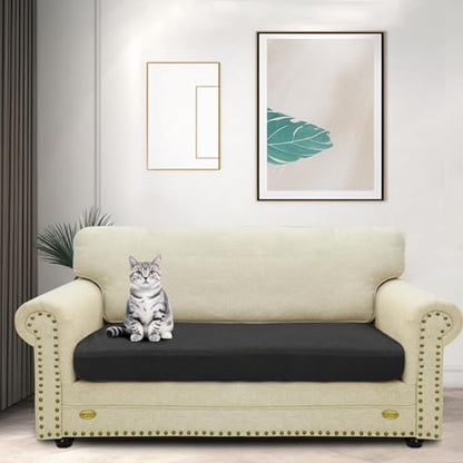 ZNSAYOTX Stretch Cushion Covers Sofa Cushion Couch Seat Covers Slipcovers Soft Replacement Unique Pattern Furniture Protector with Elastic Bottom (Black, 1 Pc 3-Seat Cushion Cover) - color: Black, size: 1 Cushion Sofa