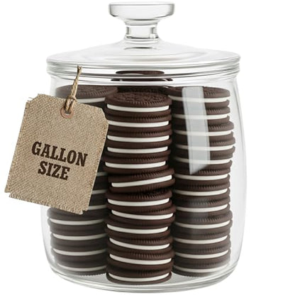 kitchentoolz Large Glass Cookie Jar with Airtight Lid - 1 Gallon Storage Container for Candy, Flour, Sugar, Pet Food & Dog Treat Canister - Pack of 1