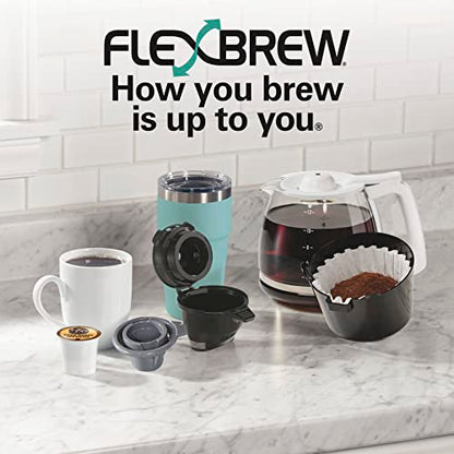Hamilton Beach FlexBrew Trio 2-Way Coffee Maker, Compatible with K-Cup Pods or Grounds, Combo, Single Serve & Full 12 Cup Coffee Pot, White, Fast Brewing, Removeable Reservoir - color: White, Fast Brewing, Removable Reservoir