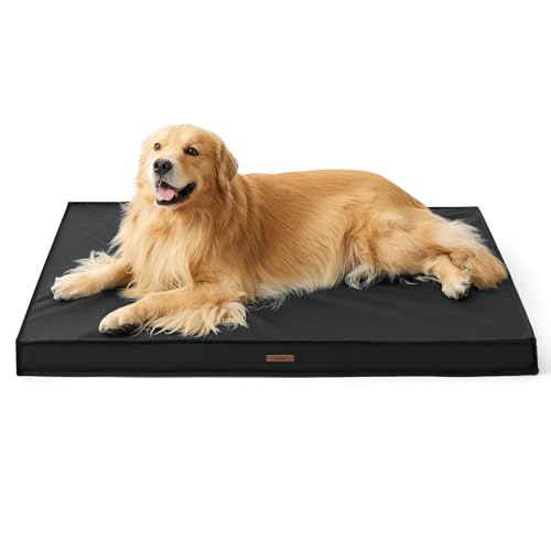 LE SURE Outdoor Waterproof Dog Bed for Extra Large Dogs, Orthopedic Egg Crate Foam Pet Bed with Oxford Fabric Surface and Removable and Durable Cover, Machine Washable, 44''x32'', Black - color: Black, size: 44"L x 32"W x 3"Th