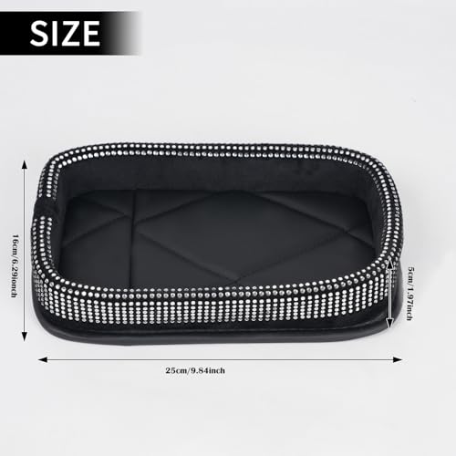 Car Dashboard Storage Box Loose Items Organizer - Suitable For Car, Office, Living Room, Dining Room And Other Scenarios (red rhinestones) - color: red rhinestones