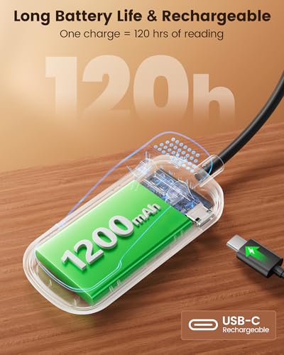 Glocusent 630nm Red Light Reading Light, 26 LEDs Zero Blue Light, 1600K Amber Book Light with 3 Modes & 5 Brightness Dimmable, 120H Runtime, Eye-Care Clip on Light for Book Lovers and Kids