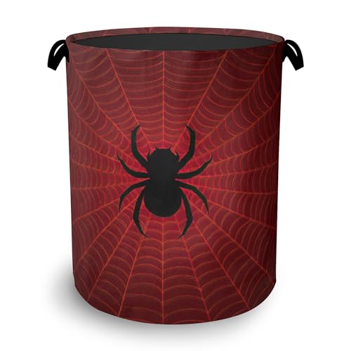 Halloween Spider Web Laundry Hamper,Dirty Clothes Laundry Basket with Handles Waterproof Oxford Cloth Storage Basket for College Dorms Bathroom Bedroom 16" x 20.8" - color: Halloween Spider Web