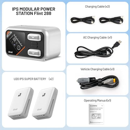 Litheli 288 Series Portable Power Station 287Wh, Lithium Battery Solar Generator（2 x 74Wh Battery Pack Shipped Separately), 300W AC Outlet, 0-95% in 50Min, Power Bank for Outdoor Emergency RV Van - size: LiTHELi B288