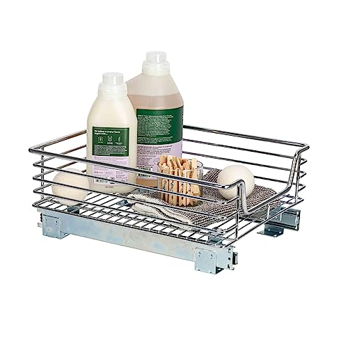 Household Essentials Glidez Chrome-Plated Steel Extended Depth 1-Tier Sliding Under Sink Cabinet Organizer, Chrome - size: 11.5" - Extended, style: Single Tier