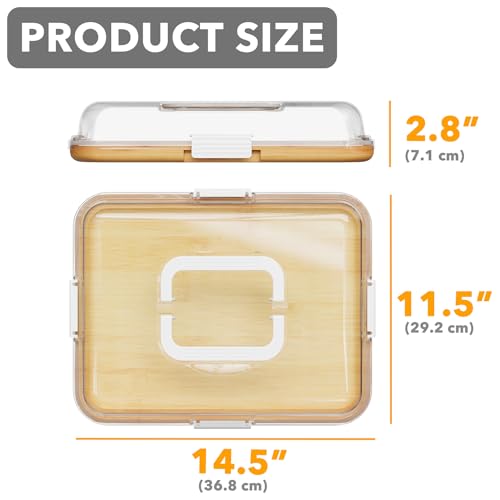 SpaceAid Charcuterie Board with Clear Lid, Portable Travel Cheese Cutting Boards for Picnic Accessories, Bamboo Serving Tray with Lids, House Warming Gifts, White Handles, 1 Compartments - color: White Handles, 1 Compartment