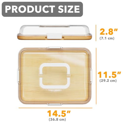 SpaceAid Charcuterie Board with Clear Lid, Portable Travel Cheese Cutting Boards for Picnic Accessories, Bamboo Serving Tray with Lids, House Warming Gifts, White Handles, 1 Compartments - color: White Handles, 1 Compartment