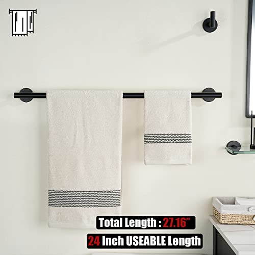 JQK Black Towel Bar, 27 Inch 304 Stainless Steel Thicken 0.8mm Towel Rack Bathroom, Towel Holder Matte Black Wall Mount, Useable Length 24 Inch 2 Pack, TB110L24-PB-P2 - color: Black, size: 27 Inch (2 Pack)