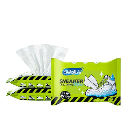 X-SMILE Sneaker Cleaner Wipes, Pre-Moistened Shoe Wipes for White Sneakers, Leather, Canvas & Rubber, Portable - style: 36 Wipes (3 Packs)
