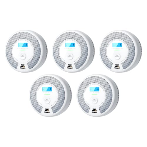 X-Sense Smoke Detector Carbon Monoxide Detector Combo, SC07, 5-Pack | 10-Year Sealed Battery (Not Hardwired), 2-in-1 Smoke & CO Detection, LCD Display, UL 217 & UL 2034 Certified - size: 5-Pack