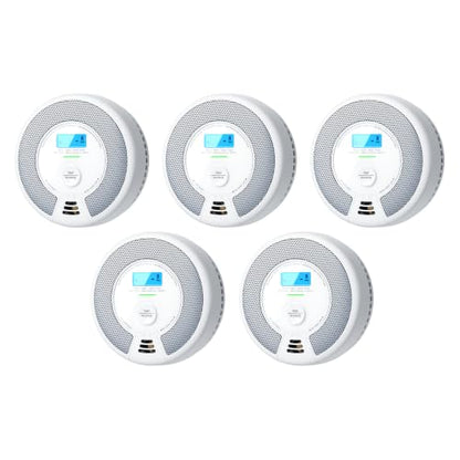 X-Sense Smoke Detector Carbon Monoxide Detector Combo, SC07, 5-Pack | 10-Year Sealed Battery (Not Hardwired), 2-in-1 Smoke & CO Detection, LCD Display, UL 217 & UL 2034 Certified - size: 5-Pack