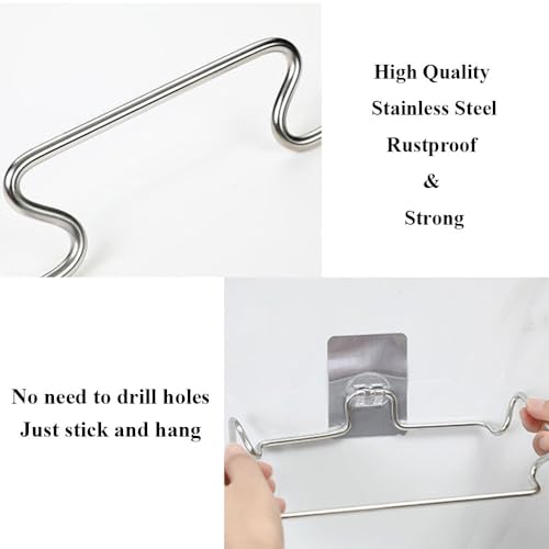 Trash Bag Holder for Cabinet Doors & Cupboards, Stainless Steel Garbage Bag Holder with Adhesive Base Sticker, Portable Kitchen Trash Can for Under Sink Trash Bag Holder, Under Counter Trash Can