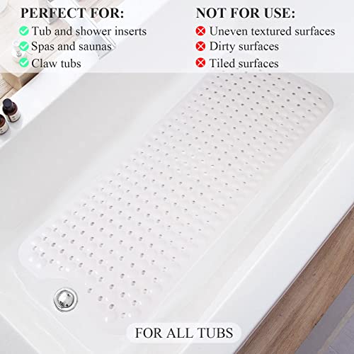 Sheepping Baby Bath Mat Non Slip Extra Long Bathtub Mat for Kids 40 X 16 Inch - Eco Friendly Bath Tub Mat with 310 Big Suction Cups,Machine Washable Shower Mat (Khaki) - color: Khaki