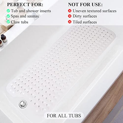 Sheepping Baby Bath Mat Non Slip Extra Long Bathtub Mat for Kids 40 X 16 Inch - Eco Friendly Bath Tub Mat with 310 Big Suction Cups,Machine Washable Shower Mat (Khaki) - color: Khaki