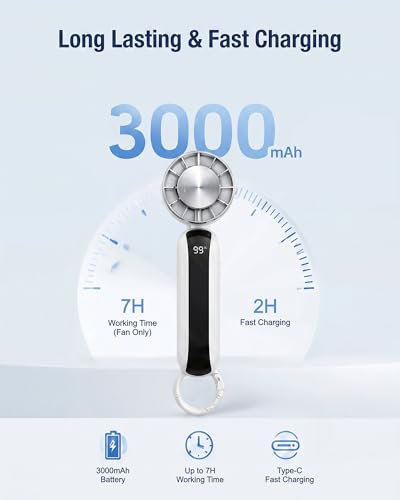 Portable Handheld Fan with Ice Cooling, 3 Speed Dual Turbo Fan, 3000mAh Rechargeable Battery, LED Digital Display, Personal Cooling Fan for Travel Commute Office Outdoor(F23) - color: F23