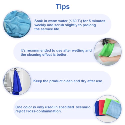 12Pcs Premium Microfiber Cleaning Cloth, Highly Absorbent Household Cleaning Supplies - for Kitchen Towels, Dish Cloths, Dust Rag