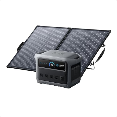 Anker SOLIX C1000 Gen 2 Portable Power Station with 100W Bifacial Solar Panel, 2,000W (Peak 3,000W) Solar Generator, Full Charge in 49 Min, 1,024Wh LiFePO4 Battery for Home, Power Outages, and Camping - style: 100W Solar Panel (NEW) with C1000 Gen2