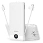 VEGER Portable Charger with Built-in AC Plug and Cables, All in One 10000mAh Ultra Slim Power Bank Travel Essentials, USB C External Battery Pack Compatible with iPhone, Samsung, More, White - color: B White