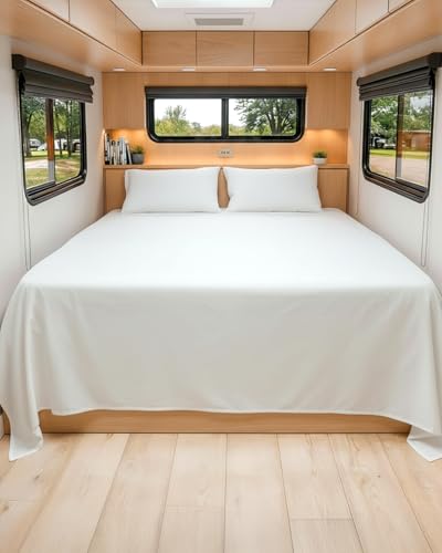 RV Short King Sheets 72 X 75 – RV Short King Sheets 8” to 12" Deep Pocket - Designed for RVs, Bunks, Trailers, Campers & Short RV King Mattresses – Premium Easy-Care Fitted Sheets for RV Beds – White - color: 01- White, size: Short King