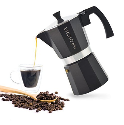 GROSCHE Milano Stovetop Espresso Maker Moka Pot Cuban Coffee Maker Stovetop Coffee Maker Moka Italian Greca Brewer Percolator | 6 Espresso Cup, Black - color: Black, size: 6 espresso cups