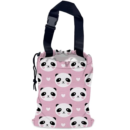 Lovely Panda Car Garbage Bag,Hearts Waterproof Small Car Trash Bag Hanging Back of Seat,Drawstring Hanging Car Trash Bag with Adjustable Buckle for Car Accessories - color: Lovely Panda
