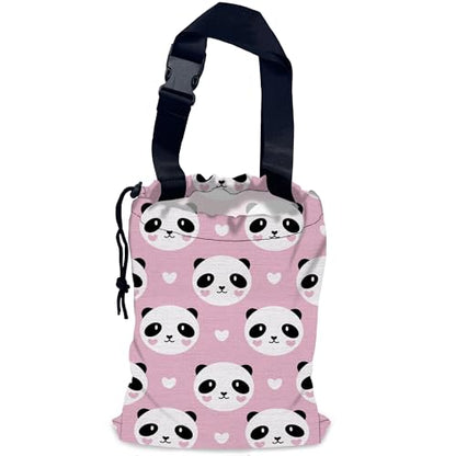 Lovely Panda Car Garbage Bag,Hearts Waterproof Small Car Trash Bag Hanging Back of Seat,Drawstring Hanging Car Trash Bag with Adjustable Buckle for Car Accessories - color: Lovely Panda
