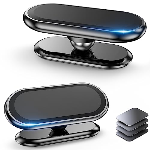 【2-Pack】 Magnetic Phone Holder for car, [ Super Strong Magnet ] [ with 4 Metal Plate ] Cell Phone carmount for iPhone Magnetic [ 360° Rotation ] Universal Dashboard Adhesive Car Magnetic Phone Mount