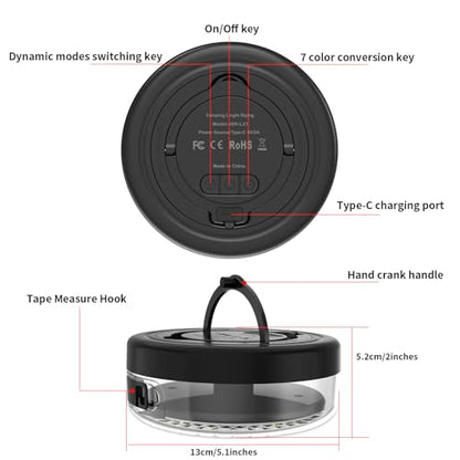 Camping String Lights 32.8FT, 2 in 1 Outdoor Camping Lantern with 14 Lighting Modes, 30s Recovery, IP44 Waterproof, 4000mAh Battery, Portable Camping Lights for Camping, Yard, Festival Decor