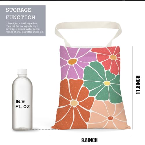Retro Flower Car Trash Can, Car Trash Bag Hanging, Waterproof Cars Back Seat Hanging Organizer and Storage Trash Bags for Vehicle Travelling Camping - color: Flower03