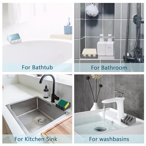 Soap Dish Holder for Shower with Suction Cup, Silicone Soap Holder & Saver Self-Draining Bar Soap Dish Keeps Soap Dry for Bathroom, Kitchen, Bathtub, Extends Soap Life (Black-3Pack) - color: Black - 3 Pack