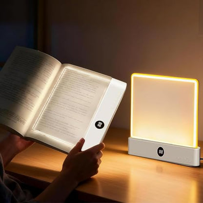 White Smart Led Reading Light, Book Light Treasure Box, Rechargeable Clear LED Flat Reading Light with 3 Colors & Timer, Doodleable Study Lamp, The Quiet Reader's Dream Lights - color: White